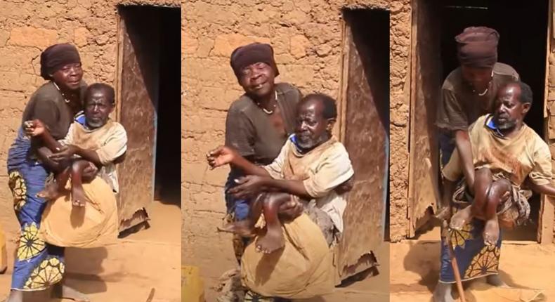 Woman married to a disabled man has been carrying husband for 60 years