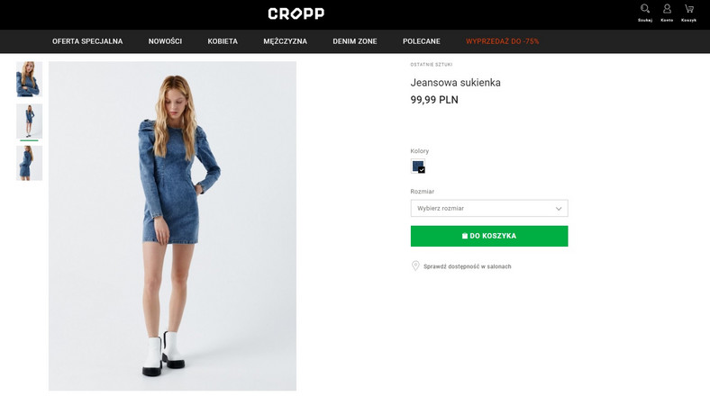 Jeansowa sukienka w sklepie internetowym "Cropp"