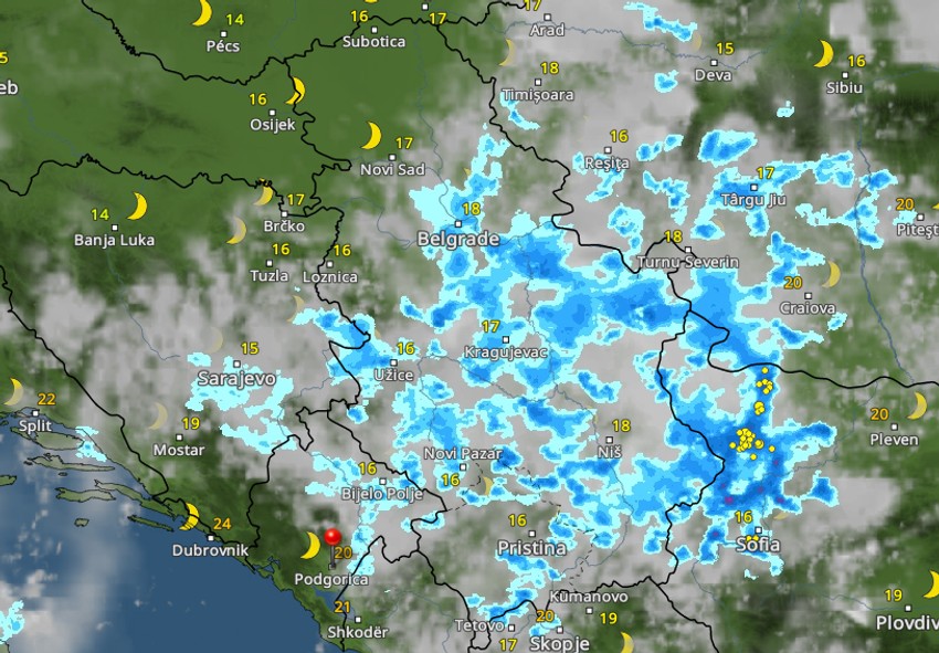 Kretanje kiše u 5 sati