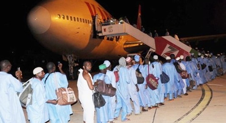 An illustrative photo of Nigerian pilgrims about to board a plane