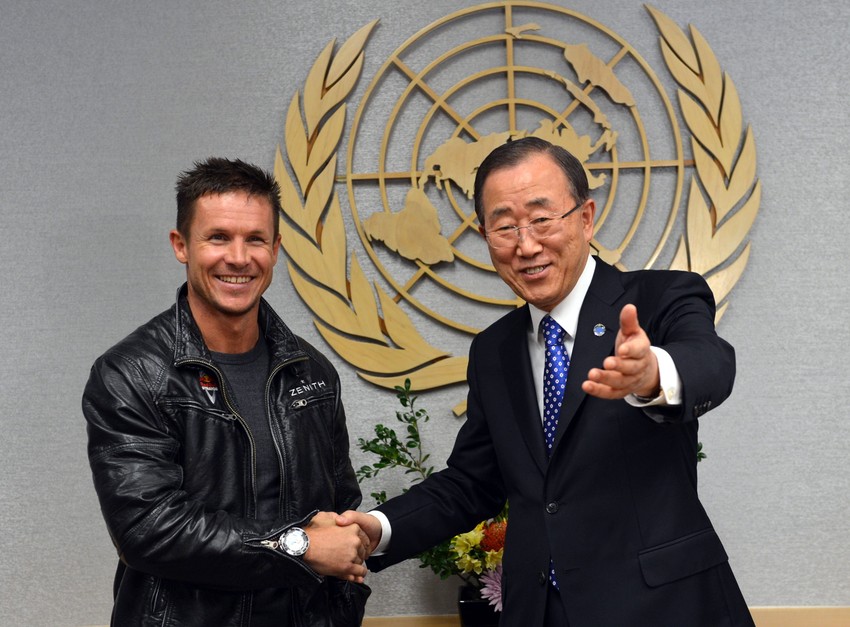 Feliks Baumgartner i Ban Ki Mun