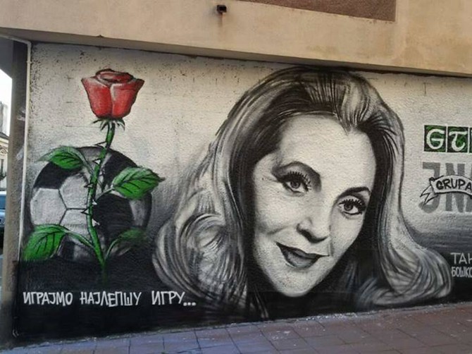 Mural sa likom Tanje Bošković juče je osvanuo u Beogradu