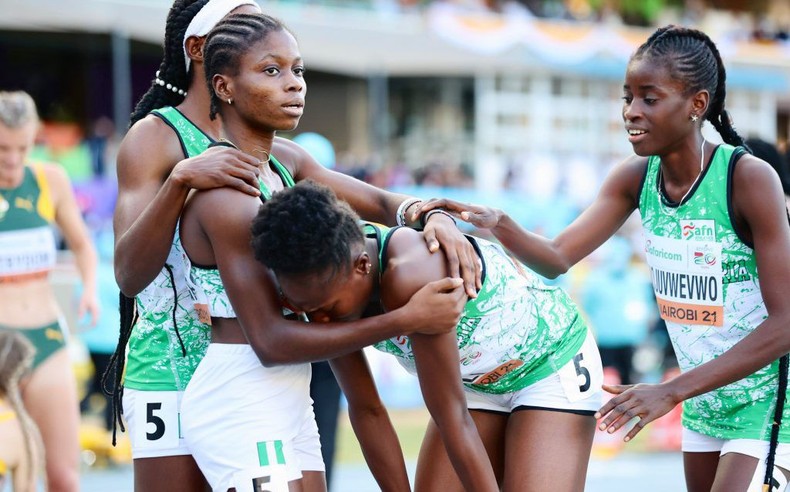 Nigeria U20 Gold medal winning 4x400m girls at the World Junior Championships in Nairobi