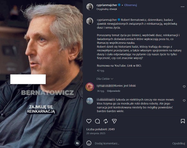 Robert Bernatowicz był gościem podcastu Cypriana Majchera w sierpniu 2025 r.