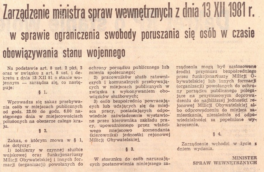 Zarządzenie ministra spraw wewnętrznych z 13 grudnia 1981 r., „Monitor Dolnośląski”