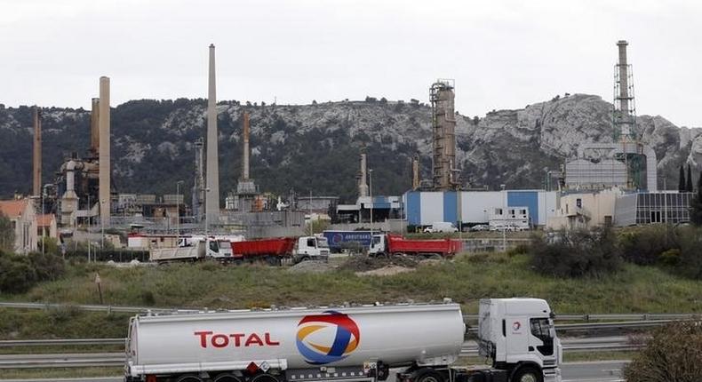 A Total oil refinery at La Mede near Marseille in a file photo. REUTERS/Jean-Paul Pelissier