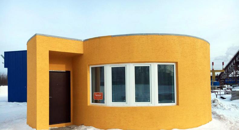 Apis Cor's first 3D-printed house near Moscow, Russia.
