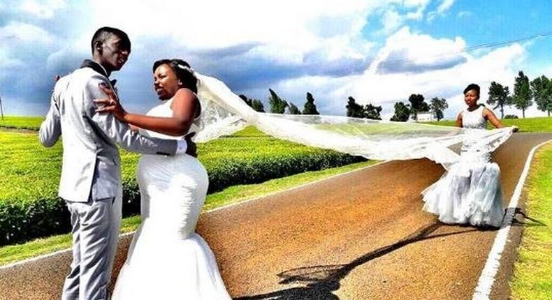 Celestine and Njugush during their wedding