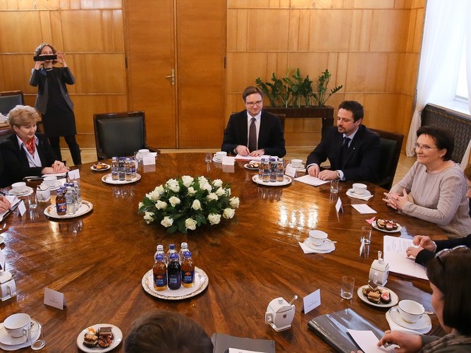 Ewa Kopacz na spotkaniu  wiceprzewodniczącym Komisji Europejskiej ds. Unii Energetycznej