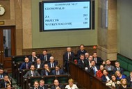 Na telebimie rezultat głosowania nad ustawą o Sądzie Najwyższym