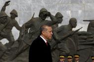Presidential Palace handout photo shows Turkish President Erdogan attending a ceremony to mark the 1