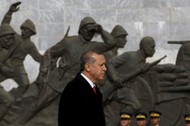 Presidential Palace handout photo shows Turkish President Erdogan attending a ceremony to mark the 1