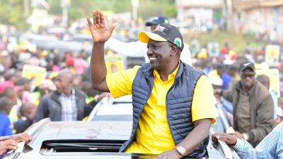 Kenya Kwanza presidential candidate Dr William Ruto on the campaign trail in Embu County on July 1, 2022