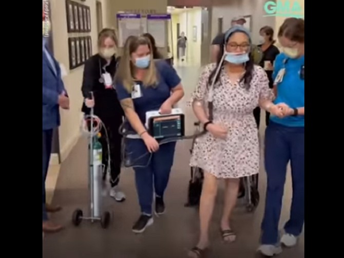 Majka troje dece provela 370 dana u bolnici zbog kovida pa se vratila kući foto: youtube/good morning america