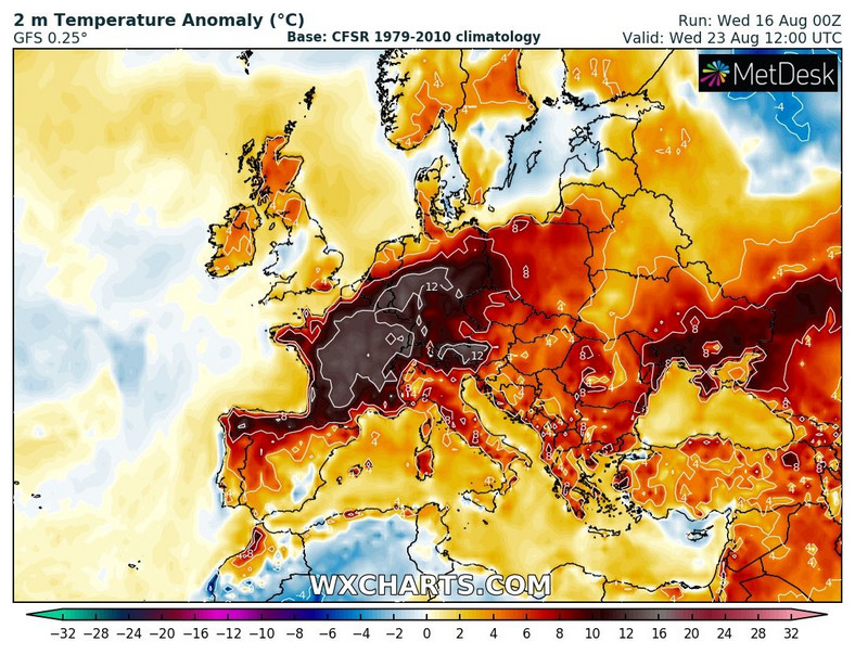 W połowie przyszłego tygodnia zachodnia i środkowa Europa mogą się jednak znaleźć na celowniku następnej fali silnych upałów