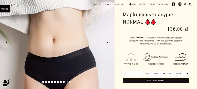 Test bielizny menstruacyjnej marki Skrojone