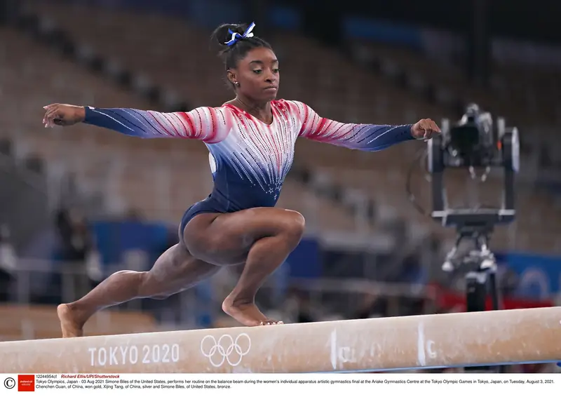 Simone Biles na zawodach w Tokio 2020. Fot. Rex Features/East News