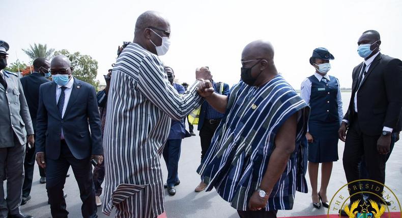 Prez. Akufo-Addo commiserating with President Roch Marc Christian Kabore of Burkina Faso