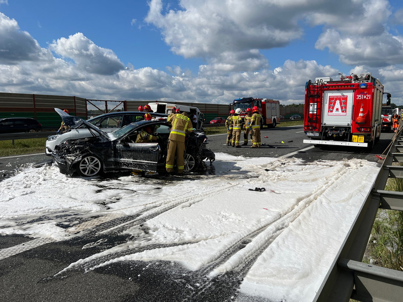 Poważny wypadek na autostradzie A2 w kierunku Poznania. 