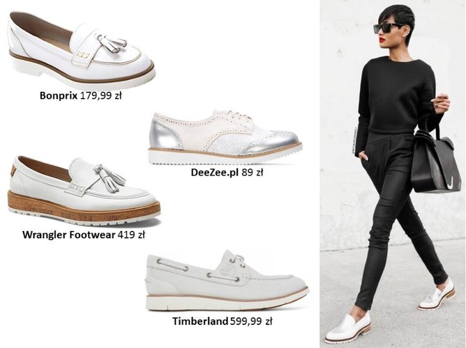 Modne białe buty na lato 2017: półbuty