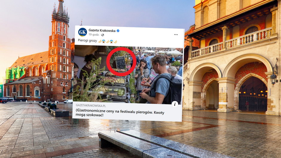 Kraków. Ceny pierogów na rynku oburzyły internautów. "Tak drogo nie było" (fot. screen: Facebook/Gazeta.Krakowska)