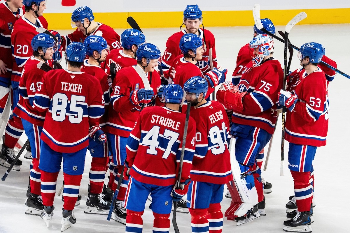 Radosť hráčov Montrealu Canadiens.