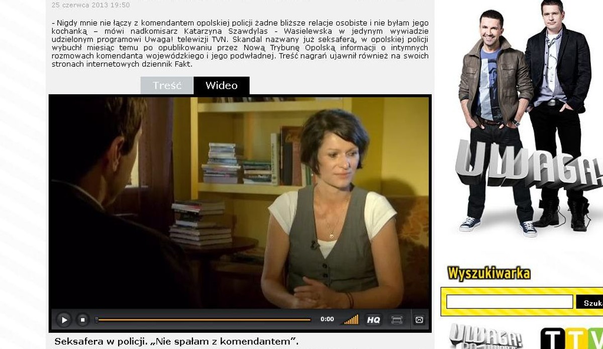 Fragment programu "Uwaga! TVN", rozmowa z nadkomisarz Katarzyną Szawdylas-Wasielewską
