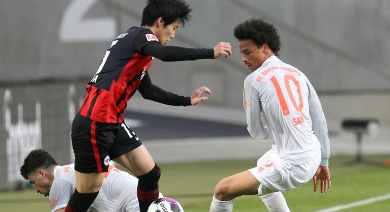 Frankfurt's Japan midfielder Daichi Kamada (L) scored the opening goal against Bayern Munich on Saturday