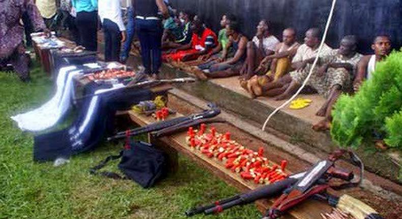 A group of cultists arrested in Nigeria (Photo used for illustrative purposes)