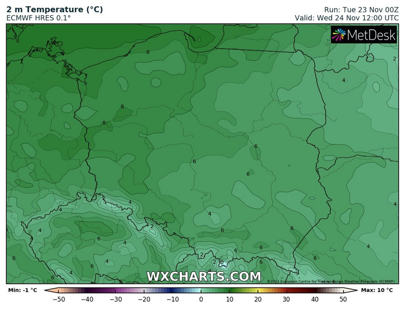 Temperatura w całej Polsce będzie dodatnia