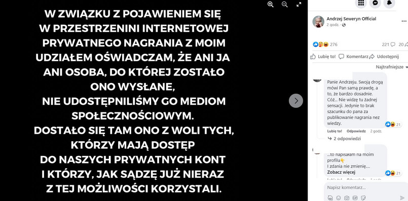 Oświadczenie Andrzeja Seweryna