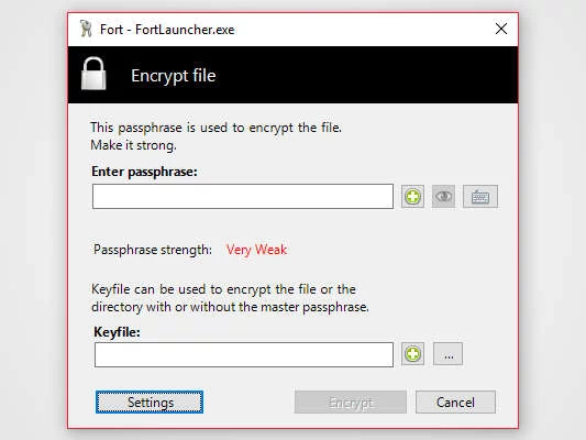 Główne okno programu do szyfrowania plików i folderów - Fort - File encryption for Windows