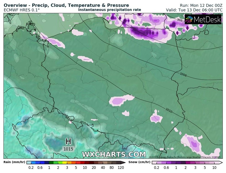 We wtorek śnieg będzie padał coraz słabiej