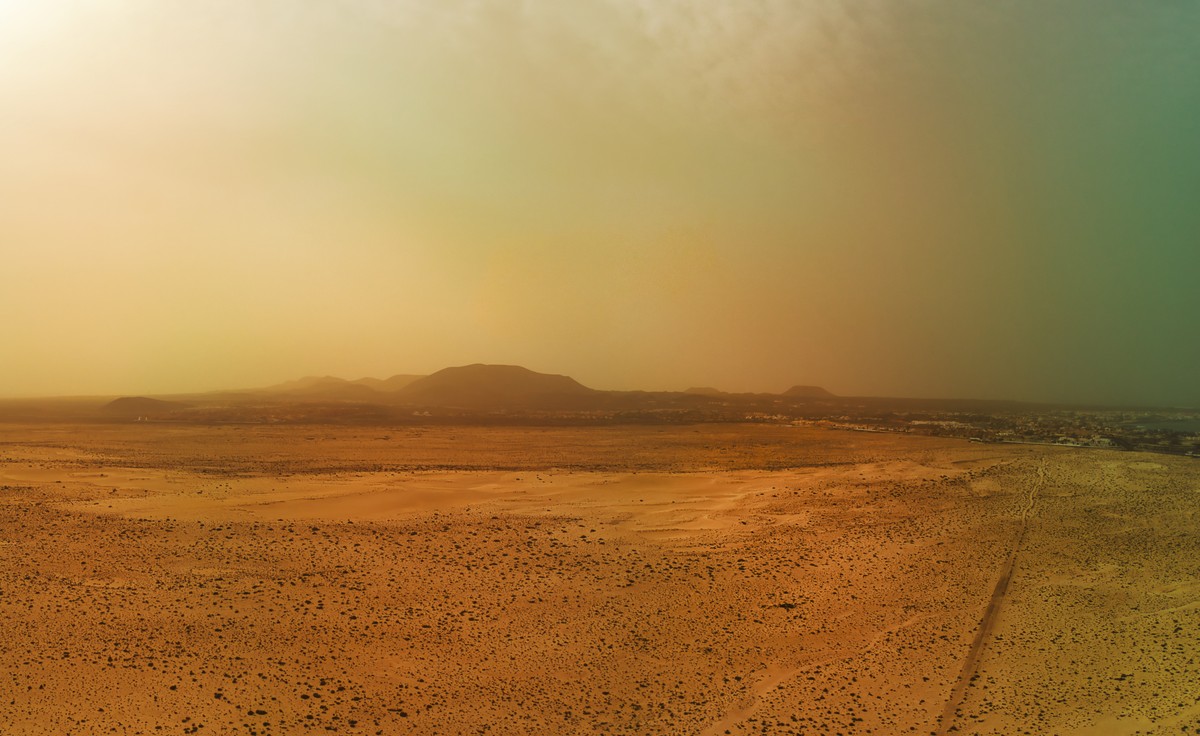 The,Hazy,View,Created,By,The,Calima,Sand,Storm,Across