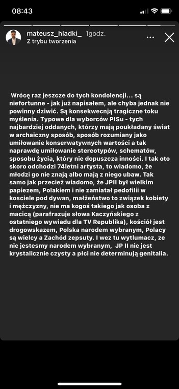 Mateusz Hładki na Instagramie