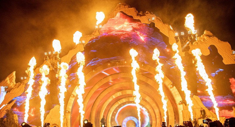 Travis Scott performs on day one of the Astroworld Music Festival at NRG Park on Friday, Nov. 5, 2021, in Houston.
