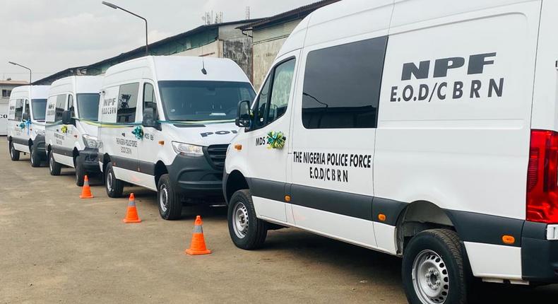 The mobile detection system vans donated by the United State (U.S.) to Nigeria Police Force’s Explosive Ordnance Disposal at the EOD Command.