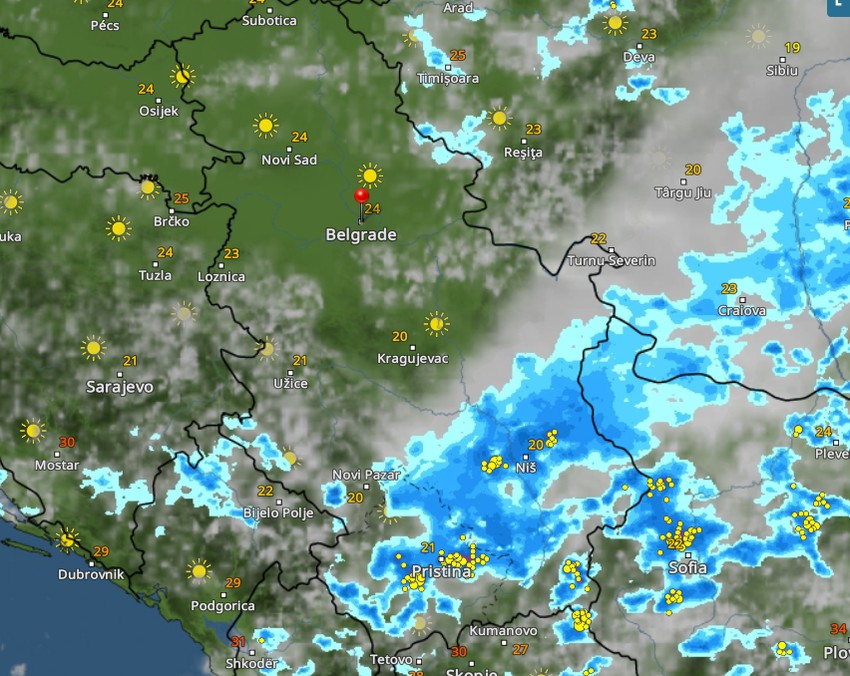 Kretanje nevremena u 17 sati