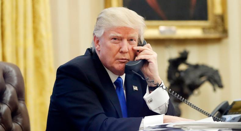 Donald Trump on phone oval office