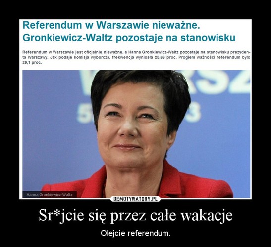 referendum w sprawie odwołania Hanny Gronkiewicz-Waltz nieważne - MEM