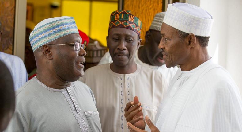 President Muhammadu Buhari (right) was declared winner of the election, but Atiku Abubakar (left) insists that was achieved through electoral fraud [BBC]