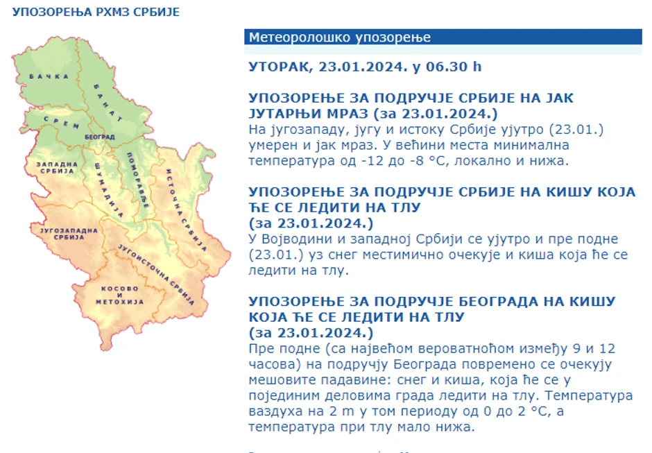 RHZM izdao tri upozorenja