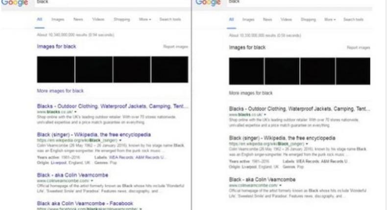 Picture showing the potential changes on the Google search page