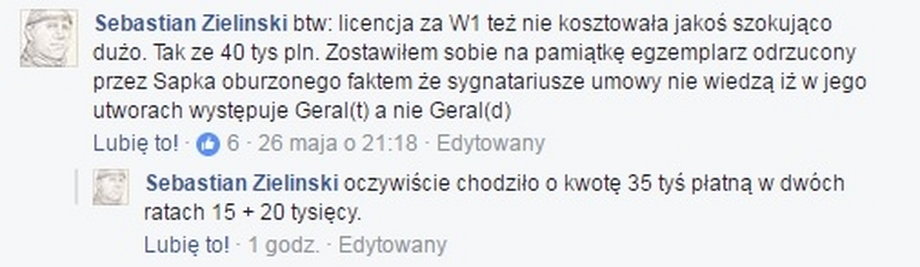 Wpis Sebastiana Zielińskiego z maja 2017 r.