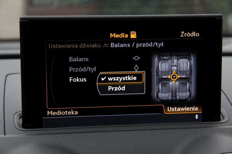 W menu MMI z zestawem Audi Sound System jest dość prosta korekcja.