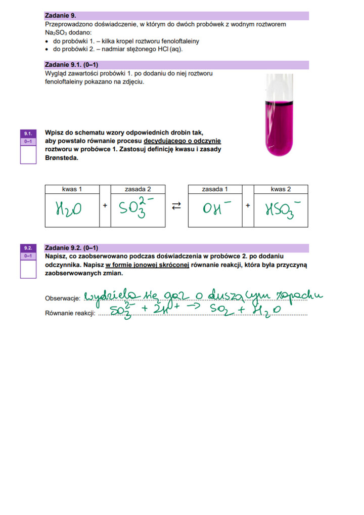 Rozszerzona matura z chemii 2023 - rozwiązane zad. 9