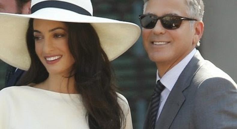 Amal and George Clooney in Venice for their civil ceremony.