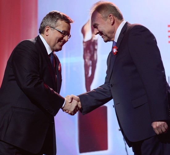 Prezydent Polski Bronisław Komorowski oraz prezydent organizacji Pracodawcy Rzeczypospolitej Polskiej Andrzej Malinowski