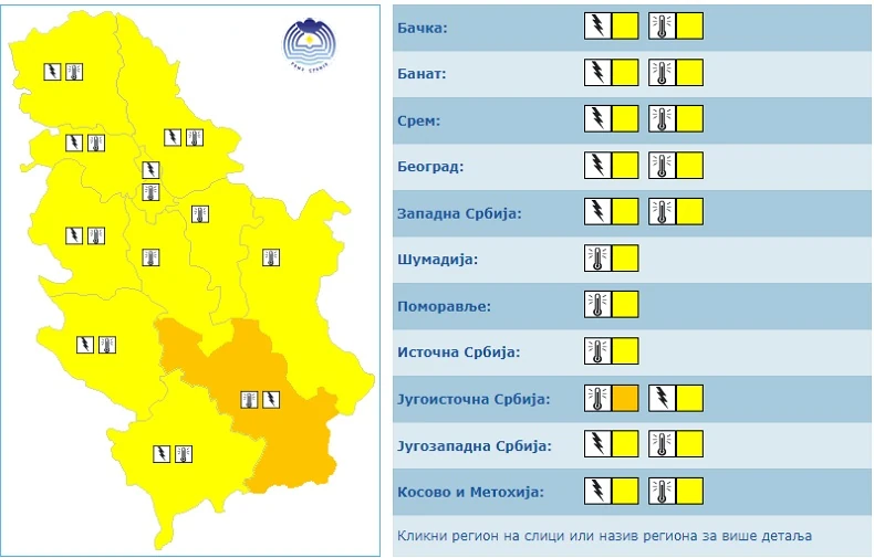 meteoalarm za nedelju