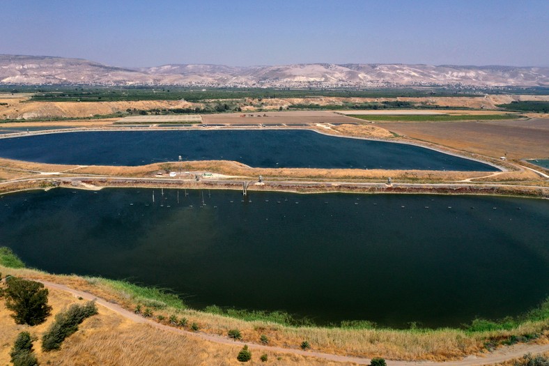 Una masa de agua israelí a lo largo de la frontera con Jordania, al sur del Mar de Tiberíades.